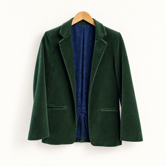 Zadig and Voltaire green blazer on off white background